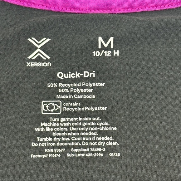Xersion Athletic Tshirt Womens Medium 10/12 Black Pink Quick Dry - Picture 2 of 7